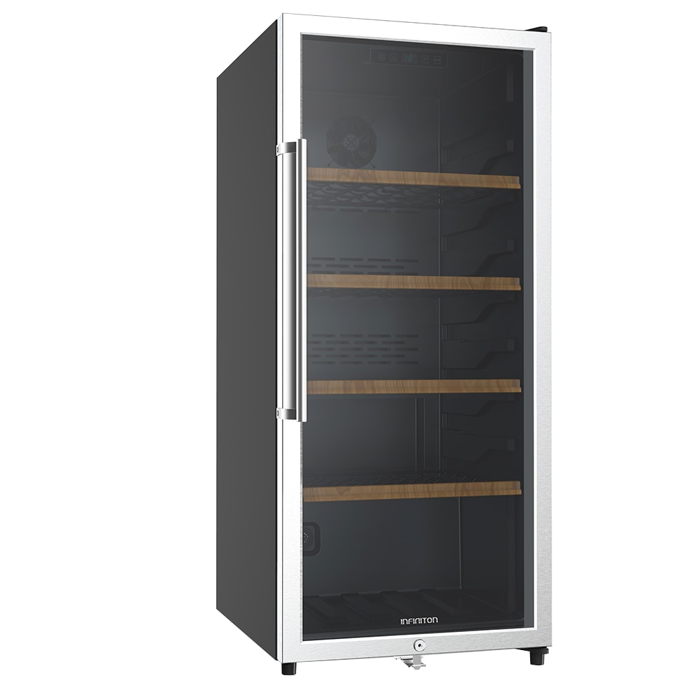 INFINITON Vinoteca Industrial WFL-210, 116 Botellas, 124.4 cm, G,Estantes con borde de madera de Haya