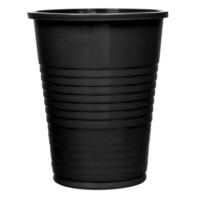 MONOUSO - Plastikbecher PP Wiederverwendbar Schwarz 240ml (25 Stück)