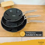 thumbnail of Briebe Black Titanium Set 3 Sartenes Antiadherentes Inducción Titanio 20-24-28cm, Aluminio Forjado Antiadherente, Negro