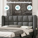thumbnail of Samt Polsterbett 140x200 cm Boxspringbett mit Kopfteil Lattenrost Stauraum Bettkasten Massivholz Verstellbar Komfort Grau