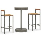thumbnail of vidaXL 3-tlg. Gartenbar-Set Grau Poly Rattan & Massivholz Akazie