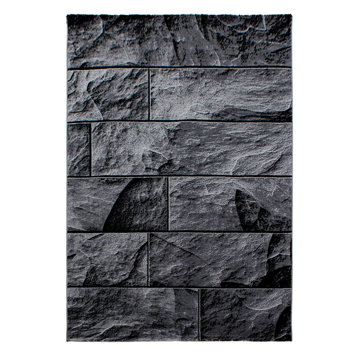 Carpetsale24 Teppich Wohnzimmer Moderne Steindesign Schwarz - Grau 120 x 170 cm - Kurzflor, Schlafzimmer, Esszimmer, Küche