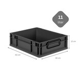 thumbnail of PROREGAL SparSet 5x Eurobox NextGen Color mit Auflagedeckel & Verschlüsse, HxBxT 12x30x40cm, 11L, Schwarz, Griffe schwarz zu, Eurobehälter