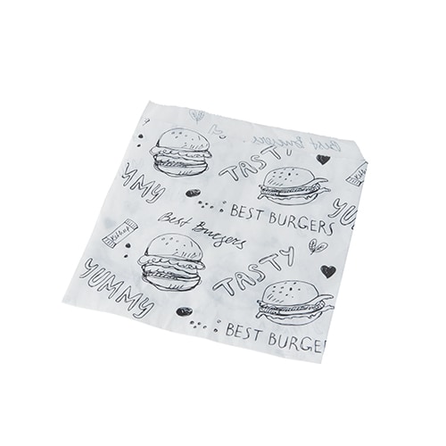 1 lots de 1000 Sachets pour hamburger 13 cm x 13 cm blanc