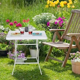 thumbnail of Relaxdays Gartentisch Holz-Optik, quadratisch, HBT: 74x78x78 cm, Balkontisch, Kunststoff, Metall, Outdoortisch, weiß