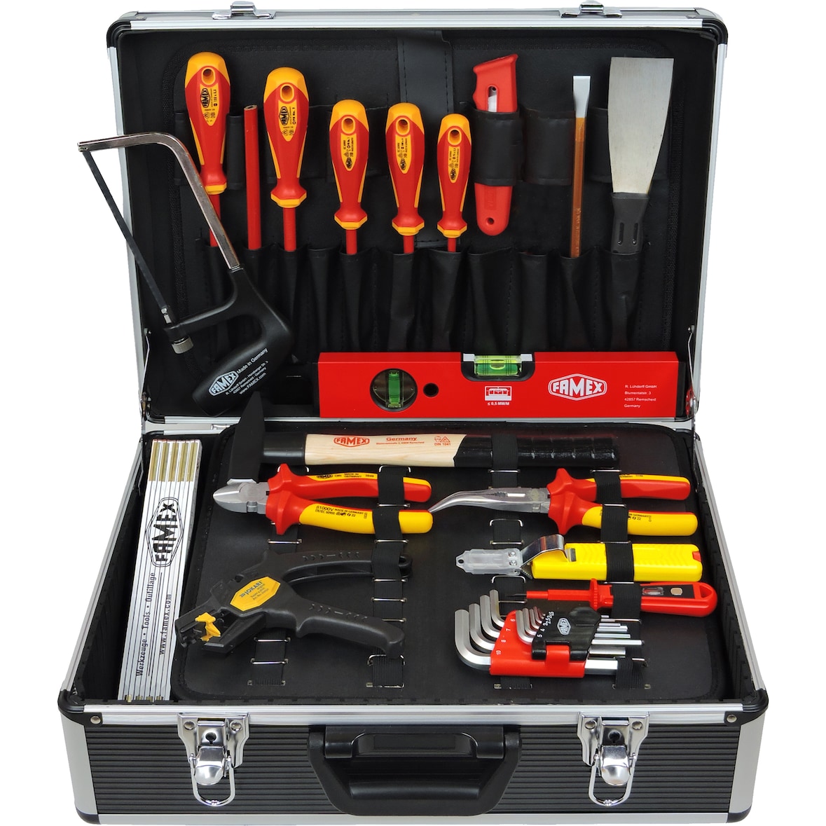 FAMEX 789-10 Alu Werkzeugkoffer mit Werkzeug Set für den Elektriker - PROFESSIONAL