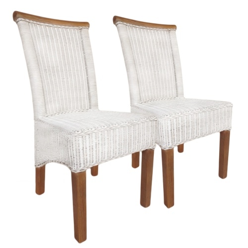 Esszimmer Stühle Set Rattanstühle Perth 2 Stück weiß Esstisch Stühle Korbstühle nachhaltig : ohne Sitzkissen