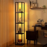 thumbnail of COSTWAY 162 cm Stehleuchte mit Regalen, 4-stöckiges Ausstellungsregal mit dimmbaren LED-Leuchten & Fußschalter