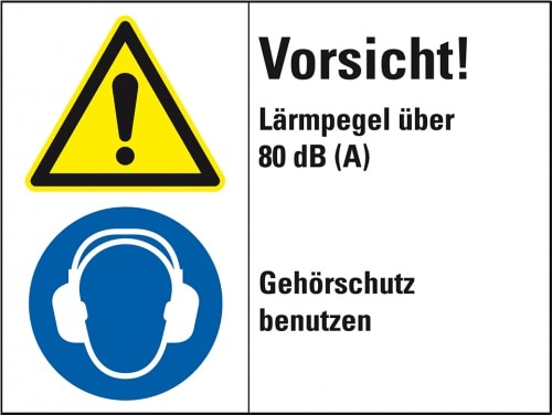 Aufkleber I Kombischild Vorsicht! Lärmpegel über 80 dB..., Folie, 200x150mm, ISO 3864-2