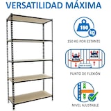 thumbnail of Maderclick schraubenloses Metallregal 5 Böden. Farbe ANTHRAZIT/HOLZ 1800x900x400 mm