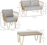 thumbnail of Conjunto de jardín de ratán sintético juego de 4 piezas muebles de jardín con 2 sofás individuales 1 sofá de 2 plazas 1 mesa de centro y cojines
