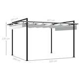 thumbnail of Outsunny pérgola 3x4 m gazebo cenador de jardín con techo retráctil de poliéster y 12 orificios de drenaje pérgola para patio terraza exterior