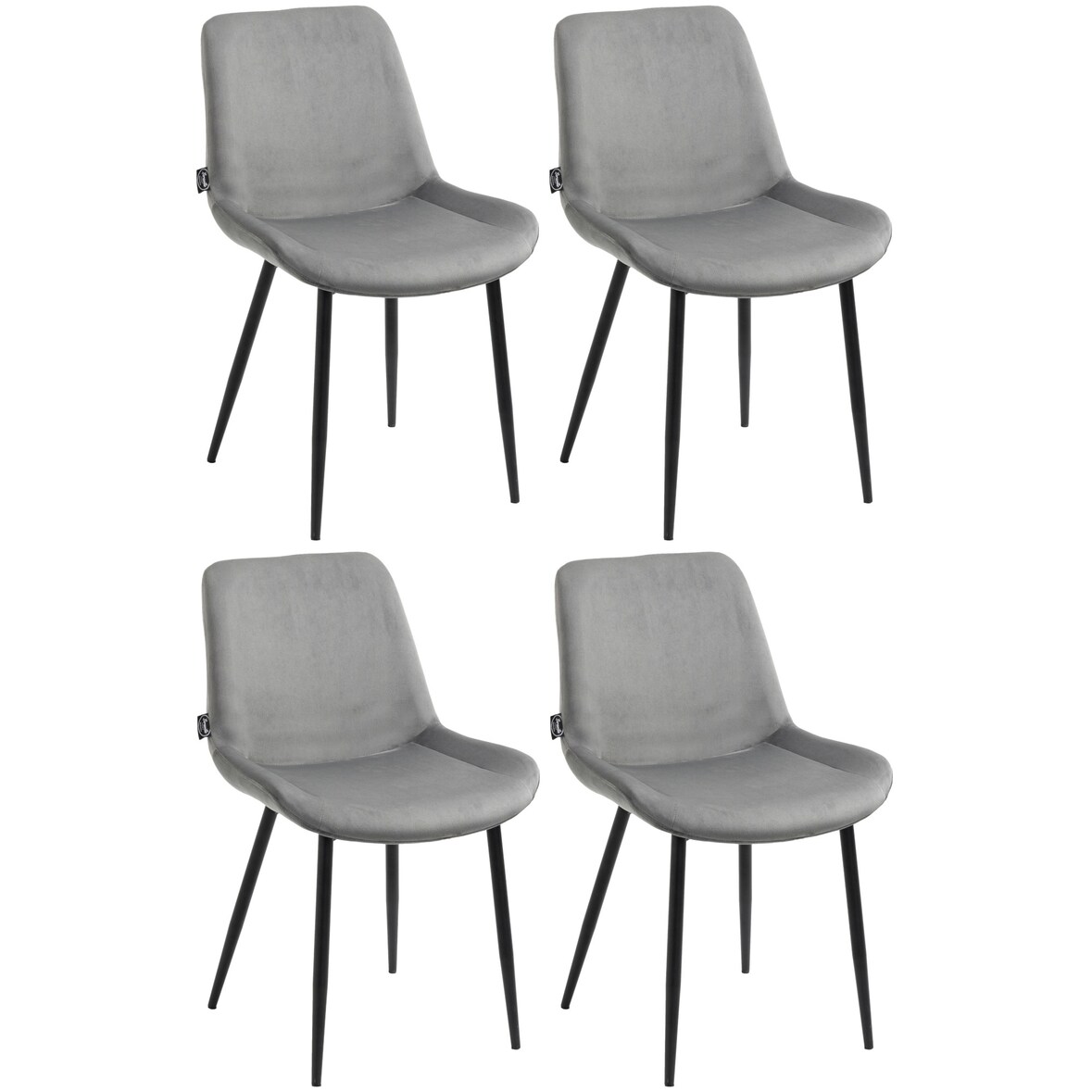 CHEFGASTRO 4er Set Esszimmerstuhl NAIROBI Samt HxBxT 80x51x60cm Samt Grau Küchenstuhl