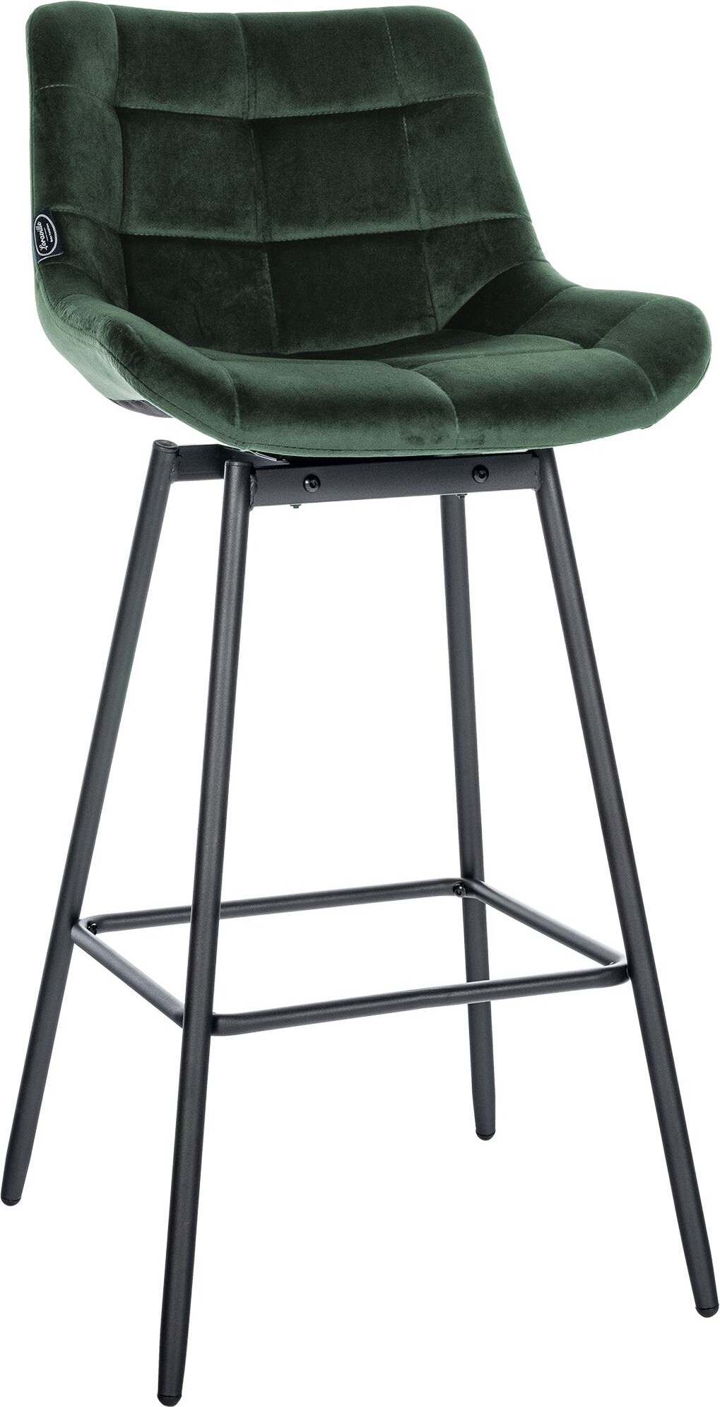 Barhocker VISEN - Samt Dunkelgrün 49x56x105 cm | Barstuhl Mit Lehne Drehbar Tresenhocker Tresenstuhl Kneipenhocker Kneipenstuhl