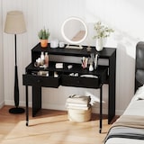 thumbnail of COSTWAY Extendable Desk with 2 Drawers, Desk with 2 Wheels, Small Dressing Table, Console Table, Bedroom