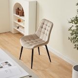 thumbnail of KOSMI - Lot de 2 chaises beiges style scandinave avec assise en tissu rembourré et pieds en métal noir