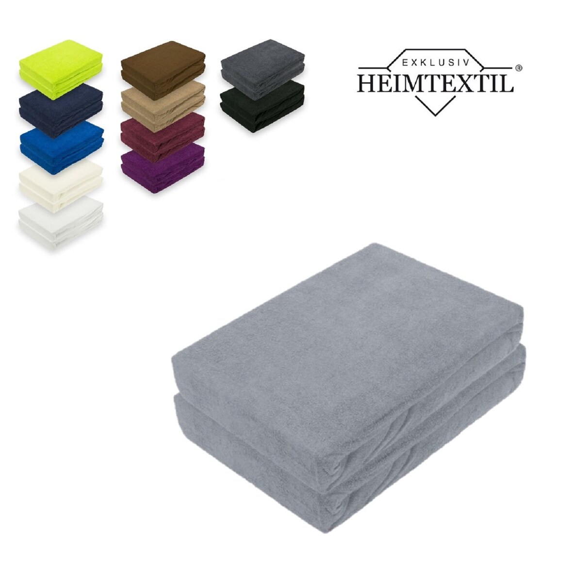 Doppelpack Marke Frottee Spannbettlaken Grau 180 x 200 cm