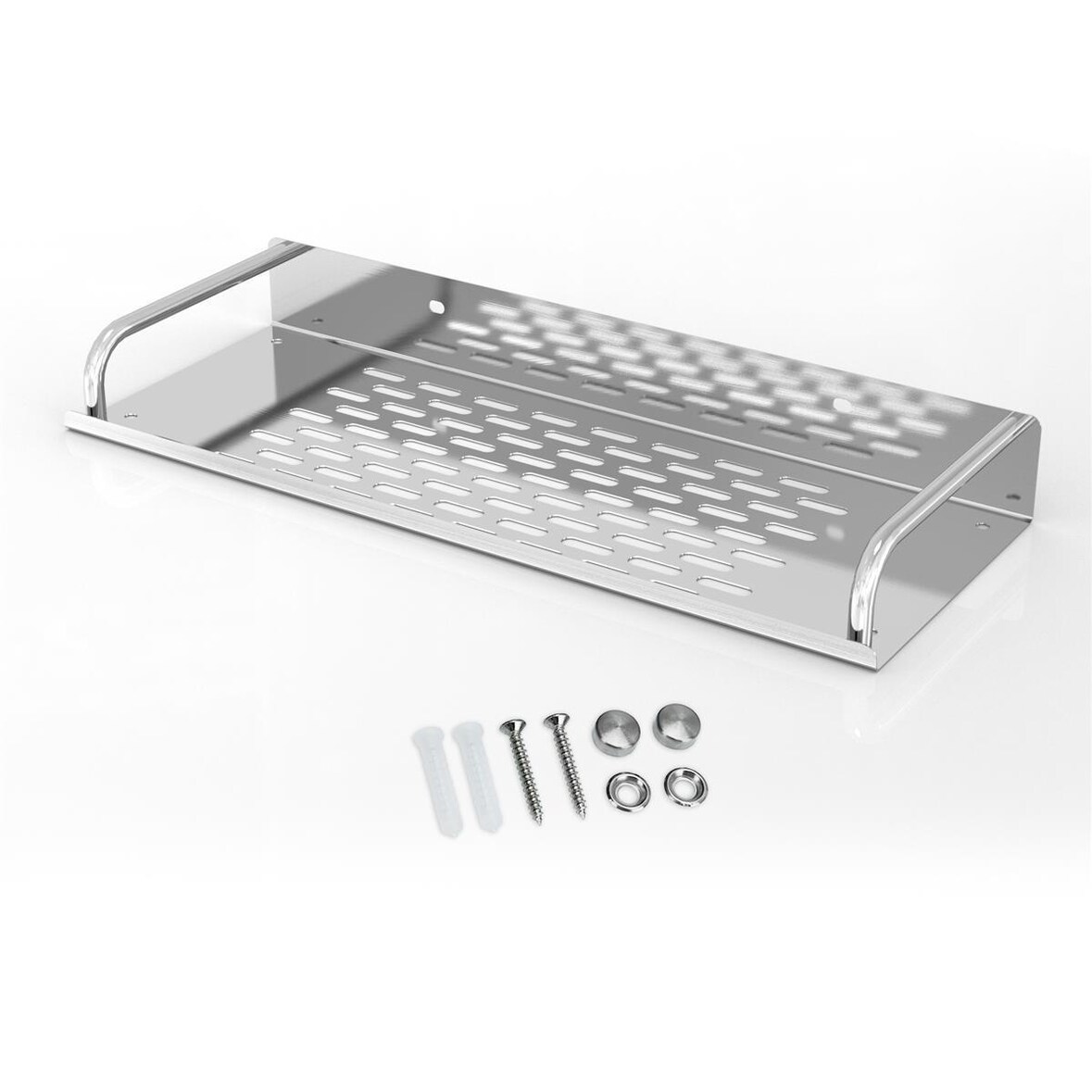 Intirilife Duschablage aus Edelstahl mit 30 x 13 cm - Duschkorb Duschregal Badregal mit praktischen Ablaufrinnen zum Bohren für Bad und Küche