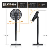thumbnail of Brandson Standventilator mit DC-Motor, Ventilator mit Fernbedienung, sehr leise, energiesparend, 60°, 90° und 120° Oszillation, Timer
