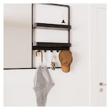 thumbnail of Miroir d'entrée en métal noir 90x80cm - avec rangement et patères