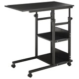 thumbnail of Mesa Auxiliar de Sofá 80x40 cm Mesa Lateral en Forma de C con 4 Ruedas Giratorias Frenos Altura Ajustable 3 Niveles de 72-82 cm para Salón Cocina