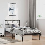 thumbnail of vidaXL Bedframe met hoofdbord metaal zwart 100x190 cm