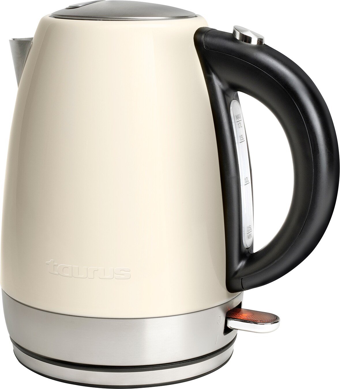 Taurus Vintage Cream Hervidora de agua de 2200W, 1.7L, resistencia oculta, filtro extraíble, indicador nivel de agua, giro 360º, recoge cables