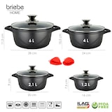 thumbnail of Briebe MGK-12 Kochtopf Set Induktions 8-Teilig Aluminiumguss 4 Kochtöpfen  4 Glasdeckel, Schwarz