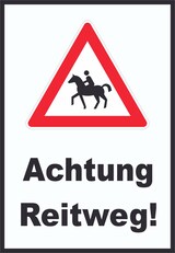 thumbnail of Achtung Reitweg Schild A1 Rückseite selbstklebend