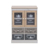 thumbnail of Rebecca Mobili Mobiletto Vetrinetta Shabby con 4 Cassetti 2 Ante in Legno Bianco Beige Grigio