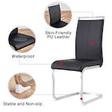 thumbnail of Merax Freischwinger (4 St), 4er Set Esszimmerstuhl Kunstleder Polsterstuhl Schwingstühle, Schwarz | Silber