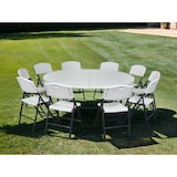 thumbnail of METRO PROFESSIONAL Mesa alta plegable para banquetes Pamua, acero, tablero HDPE, Ø 180 x 74 cm, blanco