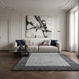 thumbnail of Teppich Wohnzimmer Hochflor Bordüre Weich Flauschig Waschbar Strapazierfähig Schlafzimmer OEKO-TEX Grau 300x400 cm – RHEIN von Kadima Design