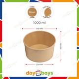 thumbnail of DayBays 25 Stk. Salatschalen 1000 ml Salatbox Kombi 148x129x78 mm mit Deckel Kraft Braun Rund