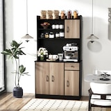 thumbnail of COSTWAY 180 cm keukenkast met werkblad, dressoir met 4 verstelbare planken en kabelopeningen (zwart)