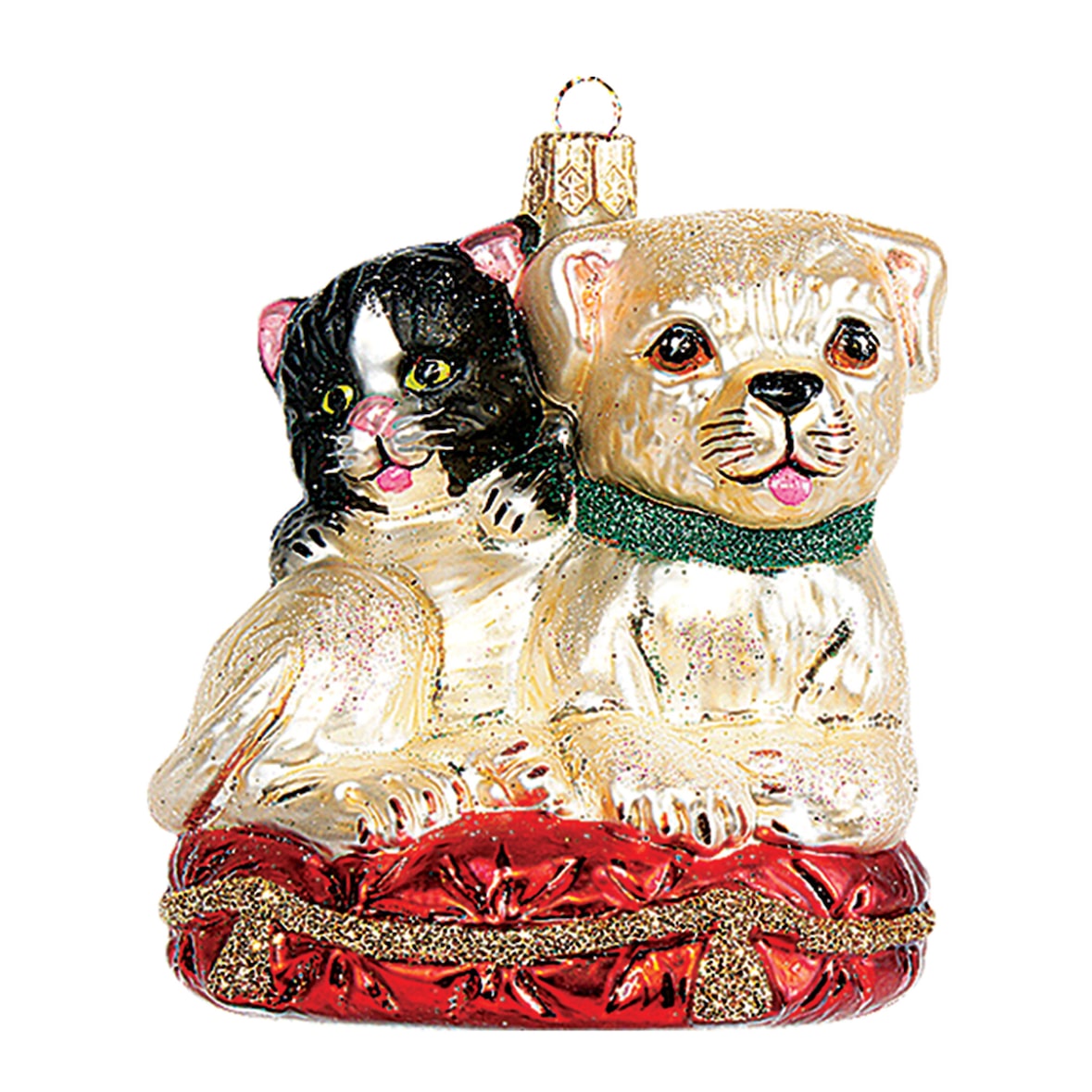 Christbaumschmuck Glas 7,5cm Hund & Katze Figur Mundgeblasen & Handbemalt Weihnachtsbaum Anhänger Weihnachten Christbaumanhänger Weihnachtsbaumschmuck