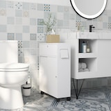thumbnail of kleankin mueble auxiliar baño moderno armario de baño con 4 ruedas 2 agujeros para papel 2 armarios y estantes ajustables para salón 52x17x67 cm