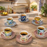thumbnail of Atmosphere 6er Set Espressotassen 80ml mit Untertassen Stranddekor Sommer