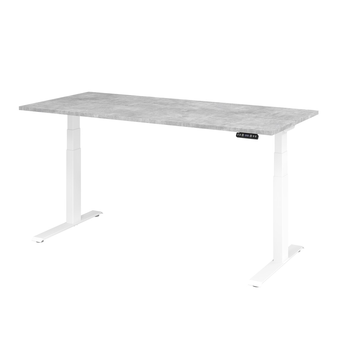 Hammerbacher-Sitz-Steh-Schreibtisch el.180x80cm Beton/Weiß-VXDKB19/M/W