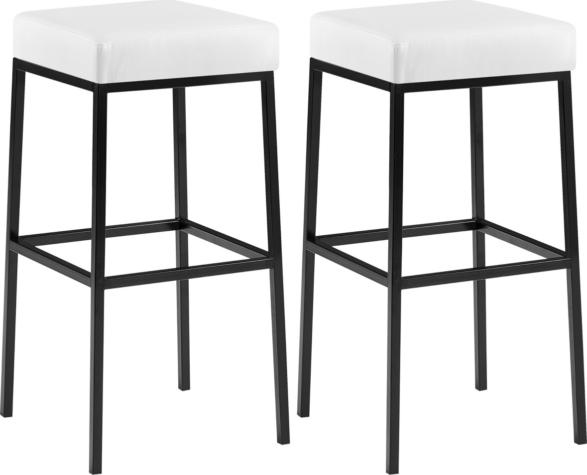 2er Set Barhocker BIDAN - Kunstleder Weiß 37x37x78 cm | Barstuhl Mit Lehne Tresenhocker Tresenstuhl Kneipenhocker Kneipenstuhl