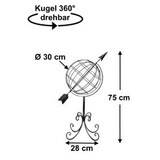 thumbnail of DanDiBo Sonnenuhr Garten Metall Globus 101806 Modern Stehend Sonnenuhr aus Schmiedeeisen 72 cm Gartenuhr Gartendeko