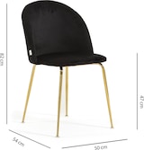 thumbnail of Set aus 2 Innenstühlen aus Samt, gepolstert, mit Metallbeinen, elegantes Design für Esszimmer, Bar und Restaurant – Sara – Schwarz/Gold