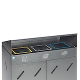 thumbnail of PROREGAL Robuste Wertstoffsammlstation 3-Fach-Einwurf | 300 Liter, HxBxT 118,5x89x50cm | Verzinkter Stahl | Grau | Mülleimer Abfalleimer Müllkorb