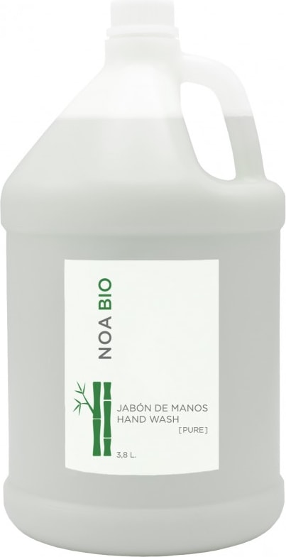 Noa Bio Handseife Kanister 3,8L, transparentes Produkt, Aloe-Vera-Duft, transluzenter Behälter mit Füllstandskontrolle.