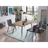 thumbnail of Möbilia eettafel 150 x 90 cm | blad MDF met eiken decor | metalen onderstel | B 150 x D 90 x H 77 cm | naturel-zwart | 18020006 | TAFEL serie