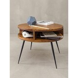 thumbnail of Couchtisch Sheesham Massivholz / Metall 60x45x60 cm Tisch Wohnzimmer, Design Beistelltisch mit Ablage, Kleiner Wohnzimmertisch Rund