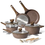 thumbnail of Batterie de cuisine 14 pièces avec cuiseur à vapeur Antiadhésif en Granit marron Just perfecto JL-26 usage non-intensif Just Perfecto