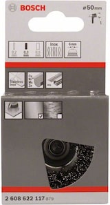 thumbnail of Topfbürste, Edelstahl, gewellter Draht, 50 mm, 0,3 mm, 4500 U/ min