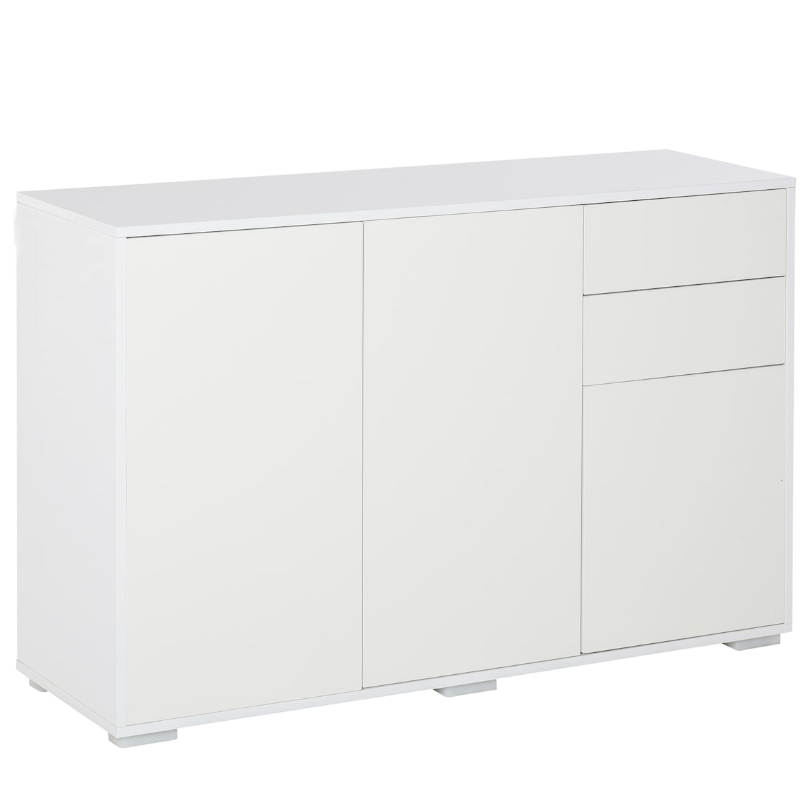 HOMCOM Mobiletto 2 Cassetti e 2 Armadietti Apertura a Pressione Bianco