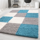 thumbnail of Hochflorteppich Shaggy Kariert Weich Flauschig Waschbar Strapazierfähig Schlafzimmer Esszimmer Türkis 120x170 cm – RHEIN von Kadima Design